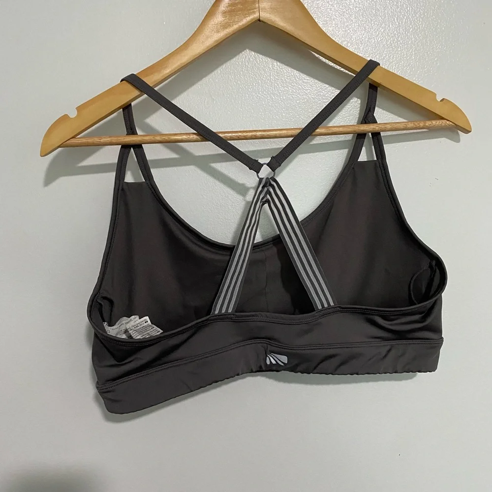 MARIKA Laser Cut Steel Grey Sport Bra Low Impact Yoga Workout Bra Sz XL